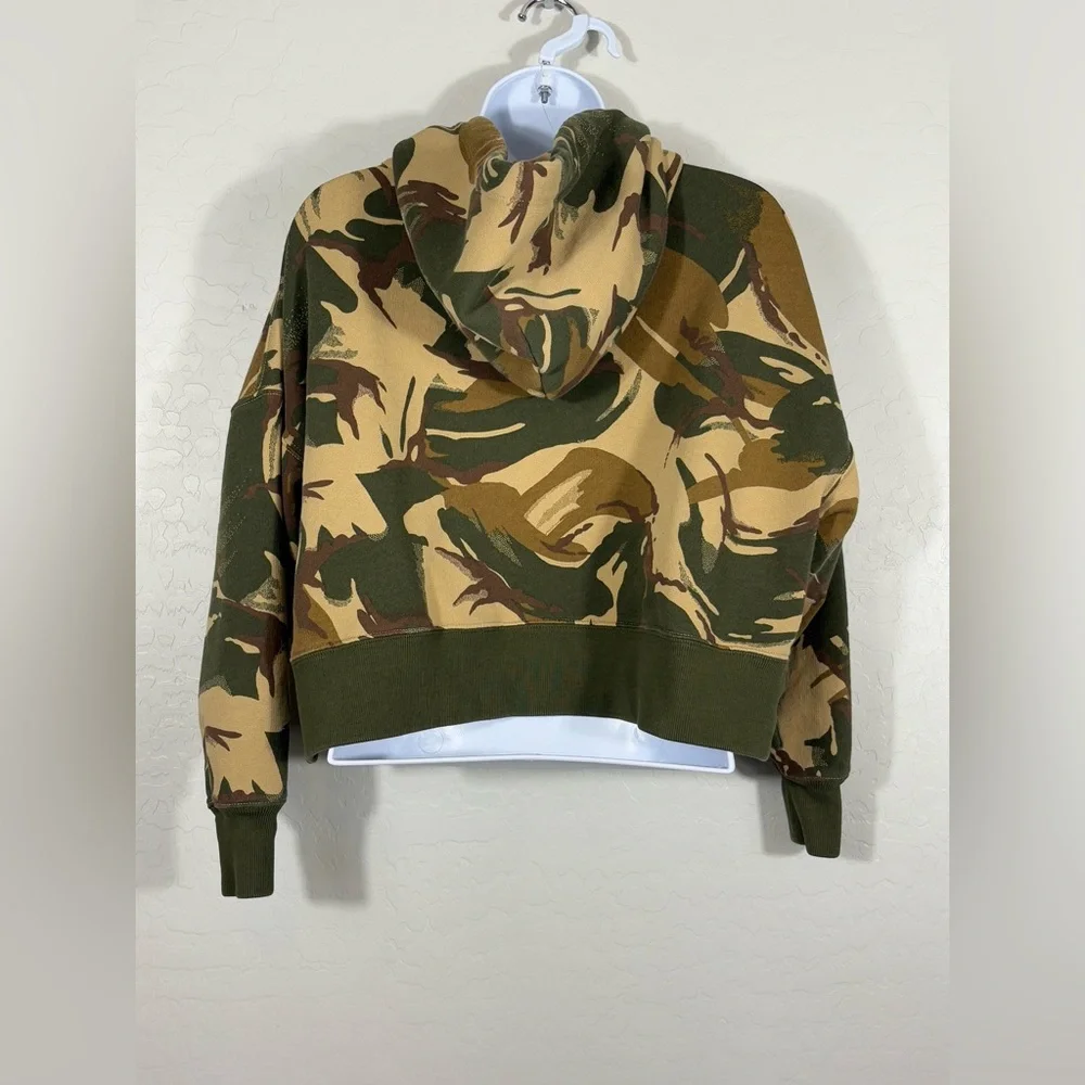 Polo Ralph Lauren British Camo Hoodie Sweatshirt Oversized‎ Fleece Cropped XXS